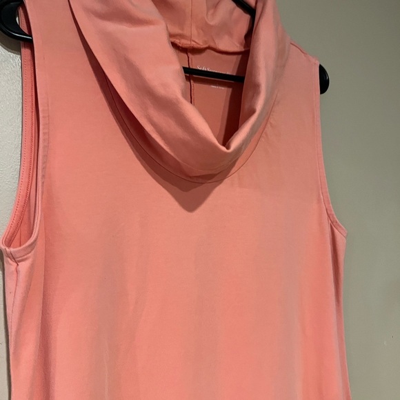 Soft Surroundings Dress Women LARGE Pink Cowl Neck Sleeveless High Low Maxi - Picture 2 of 6